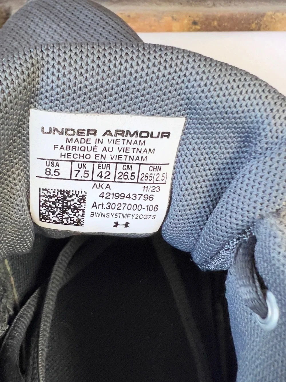 Under Armour Gray Mesh Athletic Sneakers with White Soles